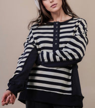 Load image into Gallery viewer, Women Oversized Top/Navy Cream-NT12310-1