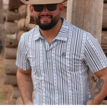 Load image into Gallery viewer, Men Polo/Mint Vertical Lines-P31