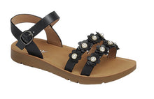 Load image into Gallery viewer, Girls Sandals/Black-Renovate-48K